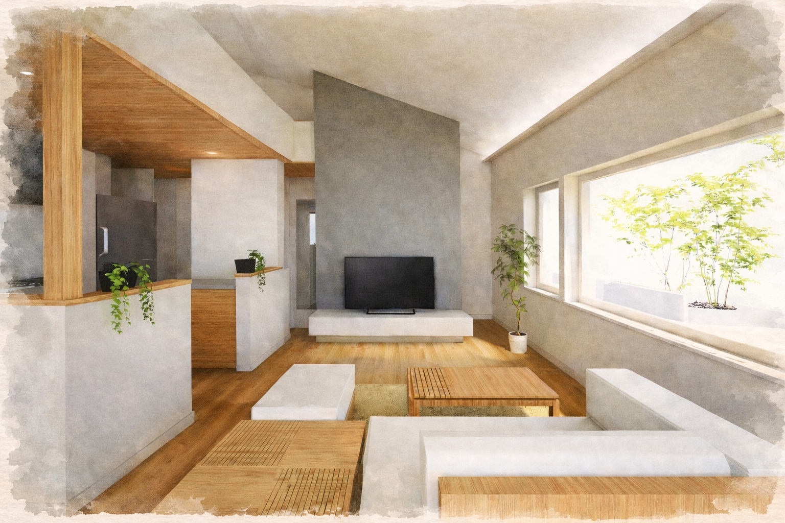 上田市平屋完成見学会 リビング